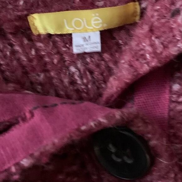 Lole M Wool Blend Marled Red Collared Button Popover Pullover Sweater Key Pocket - Picture 8 of 10